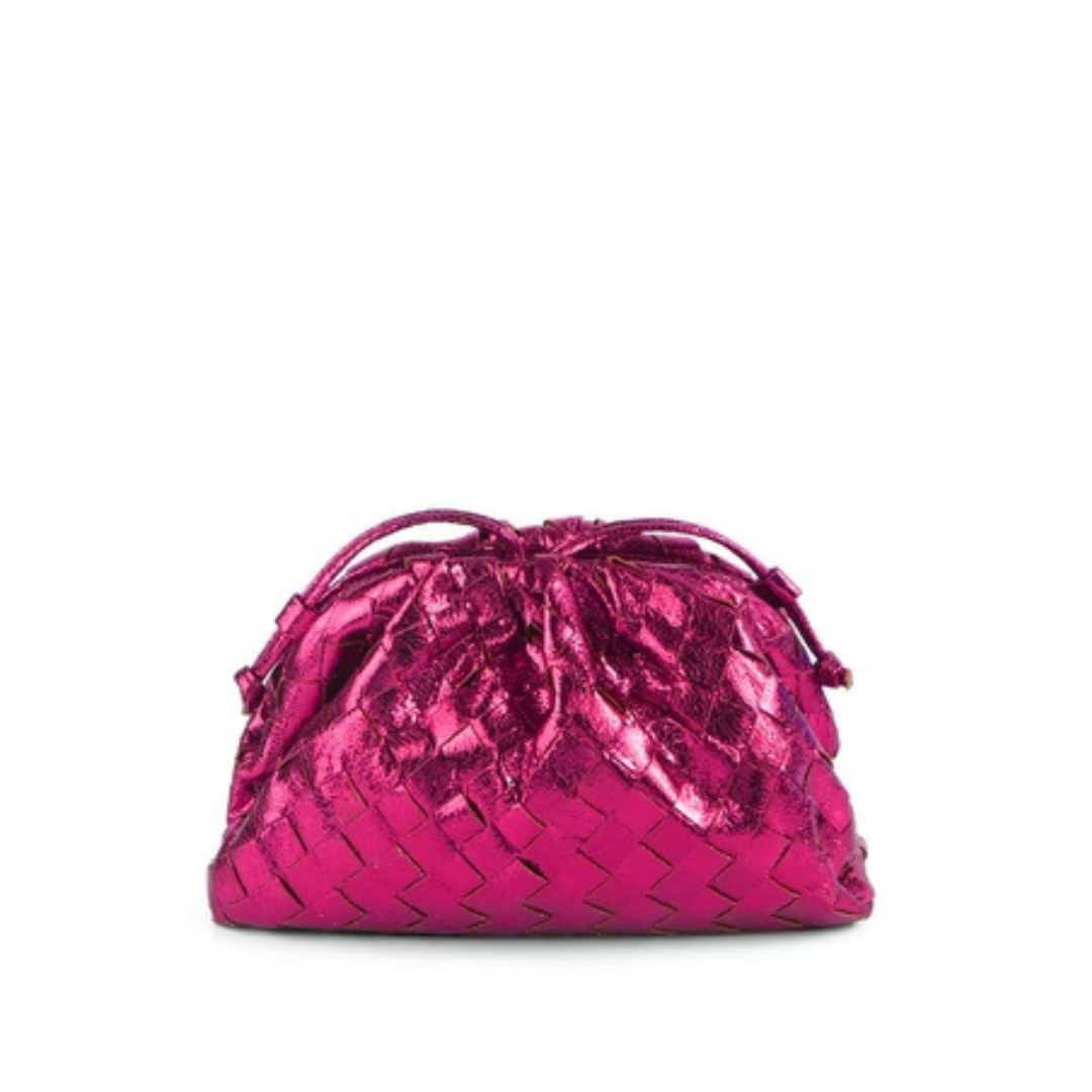 metallic pink clutch bag