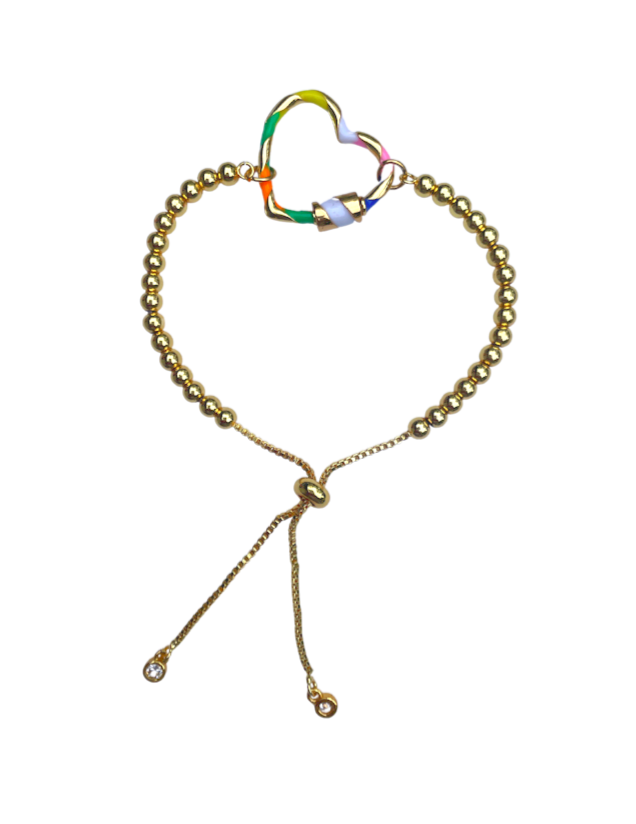 Rainbow Heart Chain Bracelet