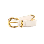 Rippled Buckle Belt - White