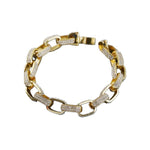 Pave Square Link Bracelet - Gold