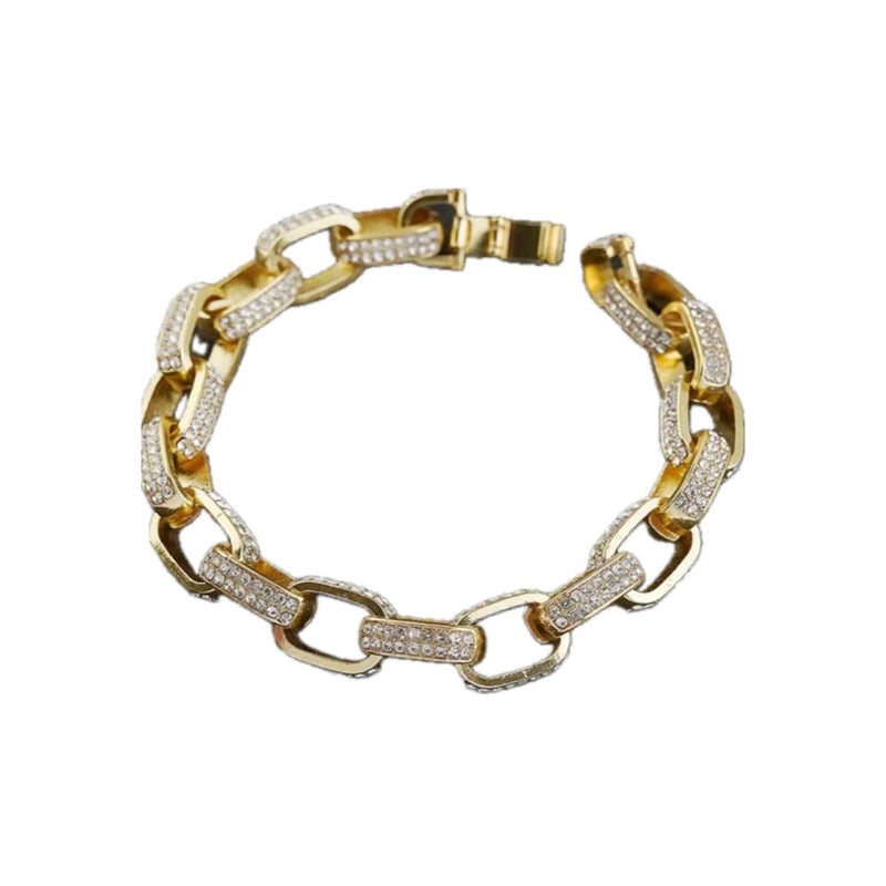 Pave Square Link Bracelet - Gold