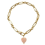 Marble Heart Charm Necklace - Light Pink