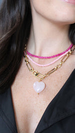 Marble Heart Charm Necklace - Light Pink