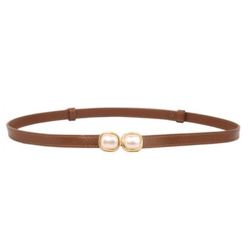 Pearl Buckle Belt - brown