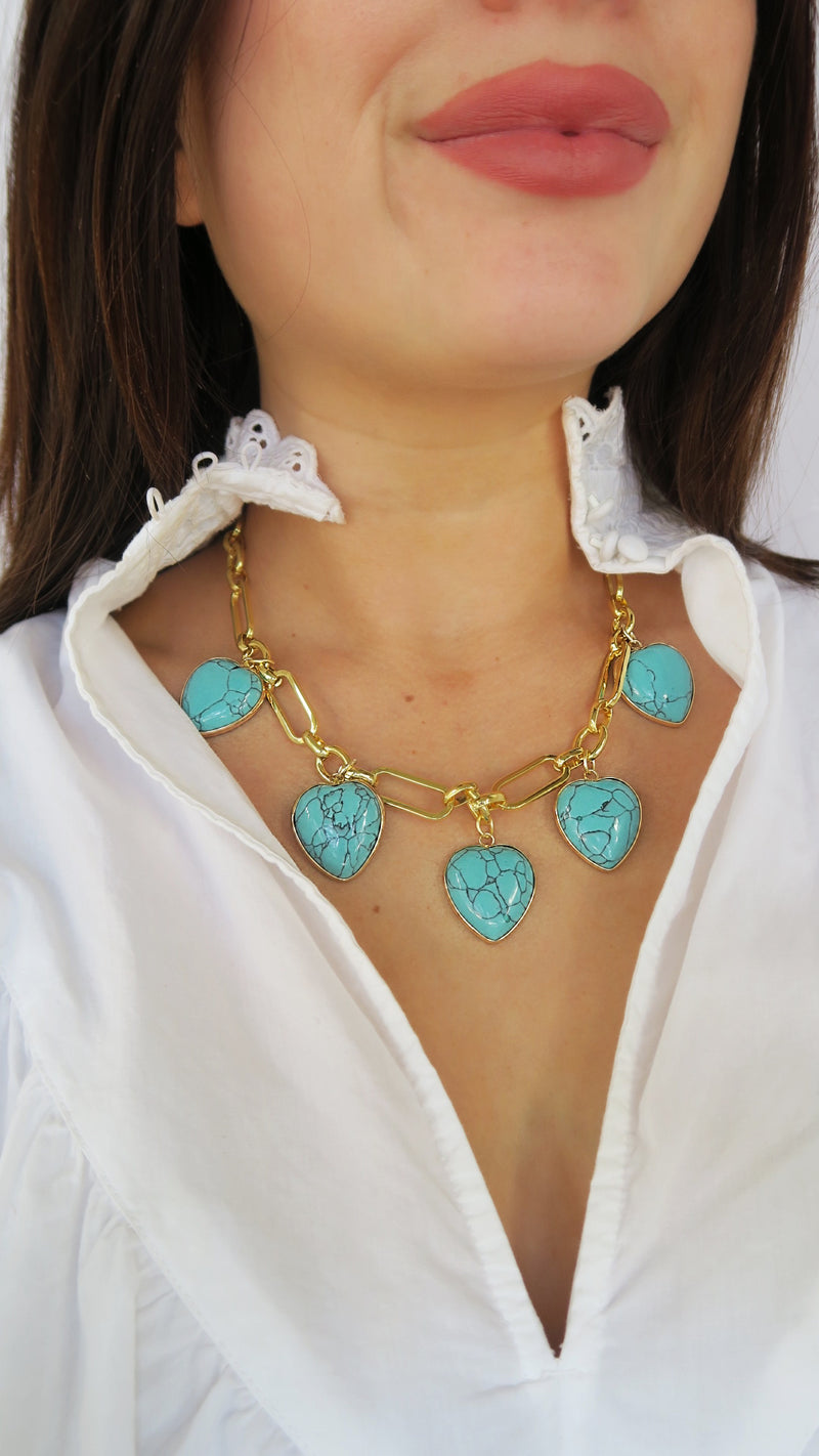 Lovers Lane Charm Necklace - Turquoise (PRE-ORDER)