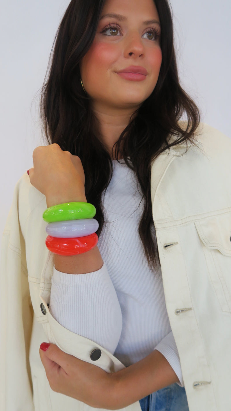 Lucy Lucite Cuff - Bright Orange