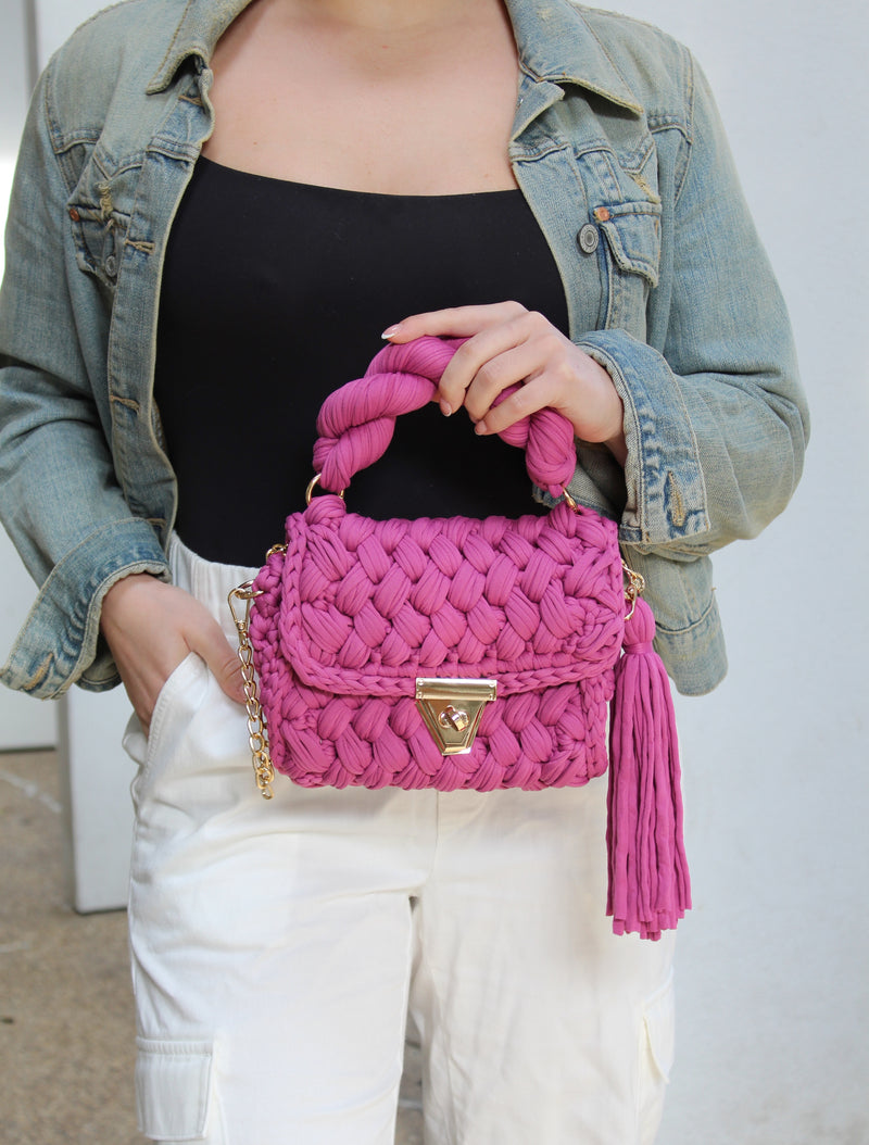 Pink Montego Woven Bag - wholesale