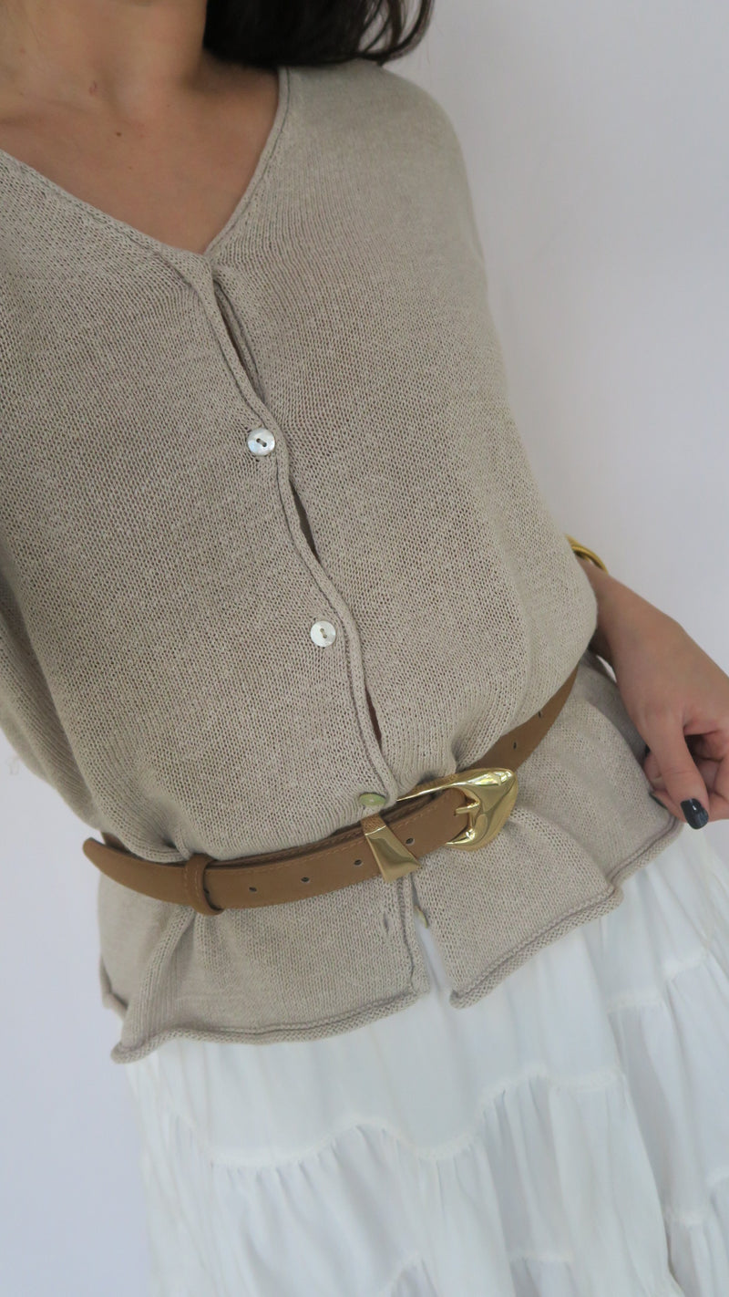 Modern Edge Belt - Tan