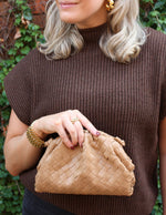 Woven Cloud Clutch - Tan