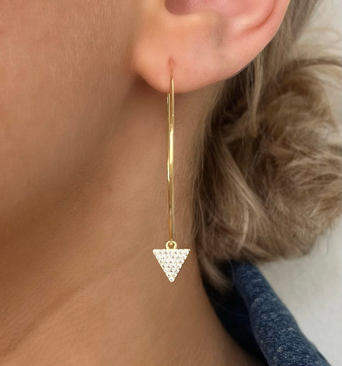 Triangle Charm Gold Wire Hoops (case pack of 2) - wholesale