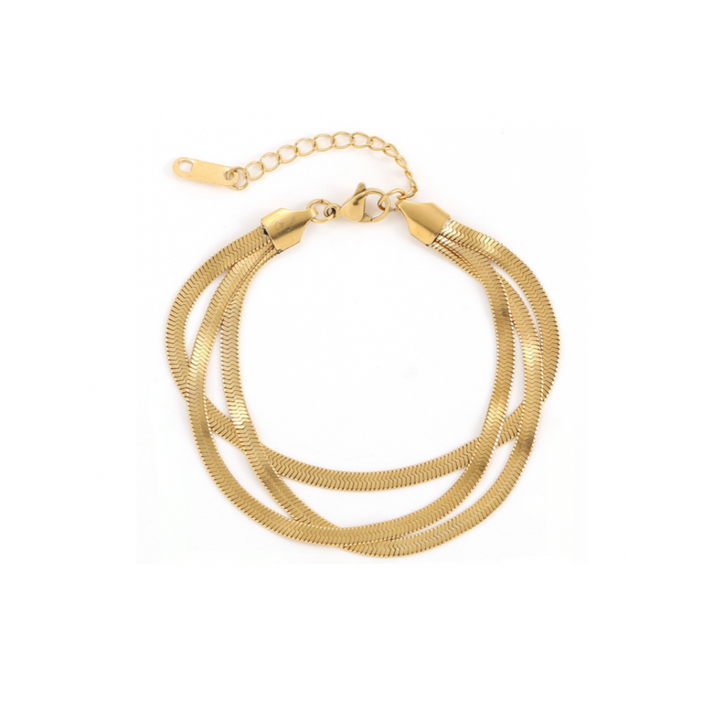 Triple Herringbone Chain Bracelet – Accessory Concierge