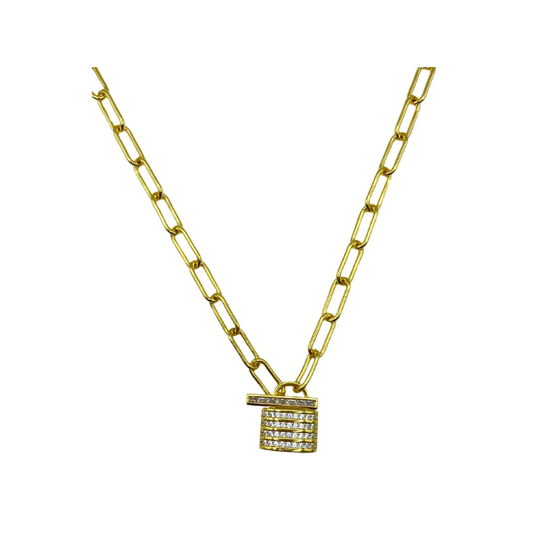 Pave Lock Necklace