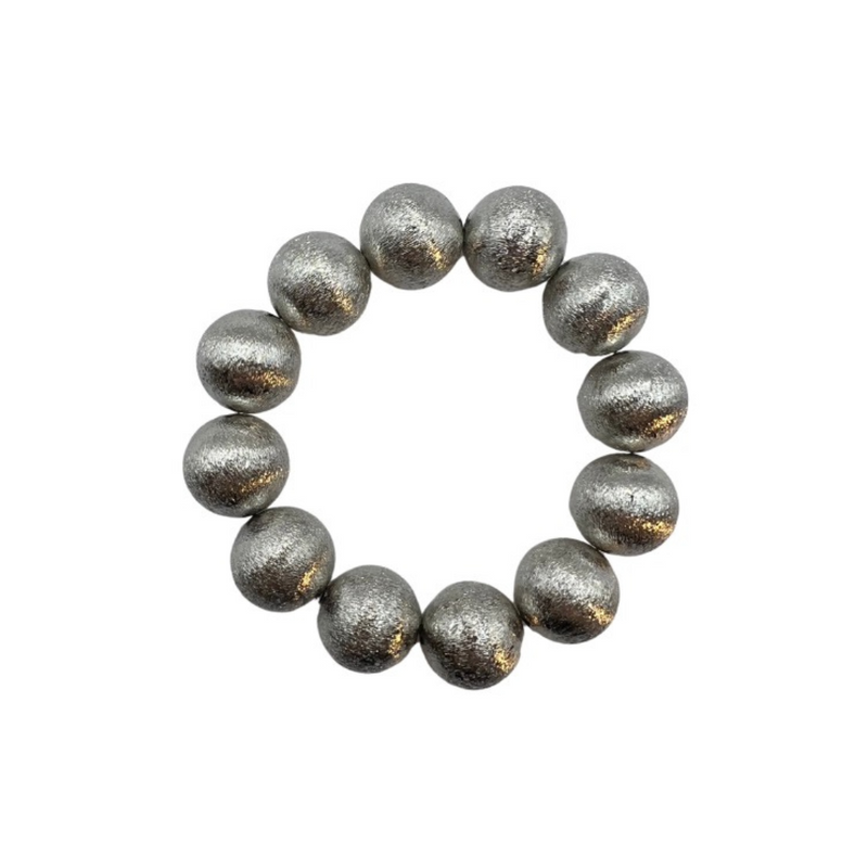 Brushed Metal Bead Bracelet (more sizes) - Silver